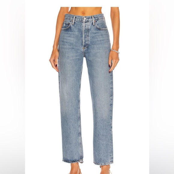 AGOLDE 90'S Pinch Waist High-Rise Straight Jeans Endless Blue - Picture 1 of 10